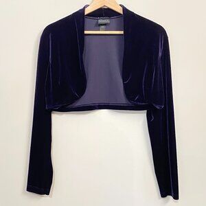 Vintage Purple Indigo Velvet Bolero Shrug Cardigan Jewel Tone 90s Y2K Whimsigoth
